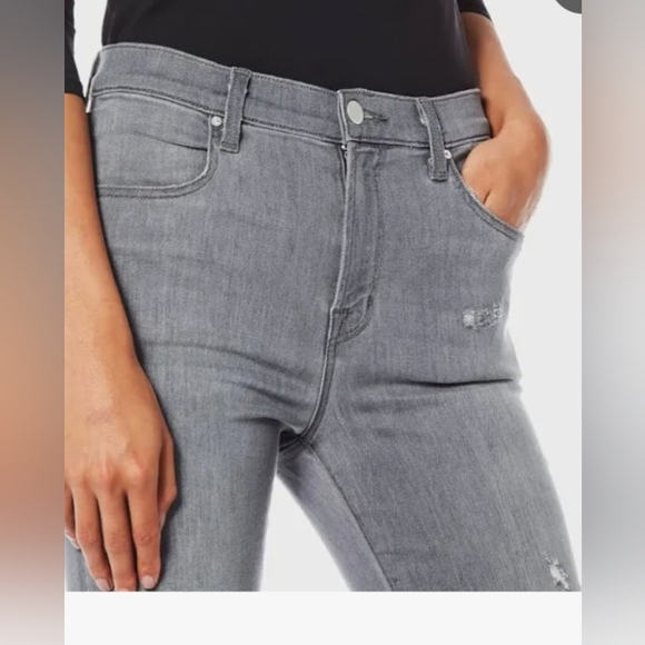 J Brand, Alana High Rise Cropped Provocateur Destruct Gray Skinny Jeans, Size 25 - Picture 5 of 12